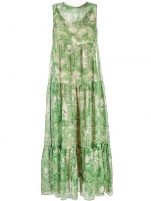 Virágos ujjatlan ruha nyomtatás 's Max Mara zöld