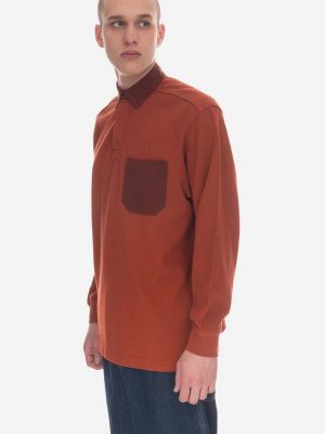 Bombažna majica z dolgimi rokavi z dolgimi rokavi Wood Wood rjava