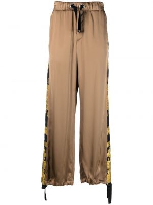 Pantaloni cu imagine cu croială lejeră Versace maro