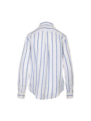 Camisa de lino a rayas manga larga Polo Ralph Lauren blanco