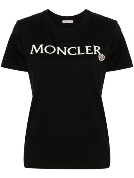 Pamuk işlemeli tişört Moncler siyah