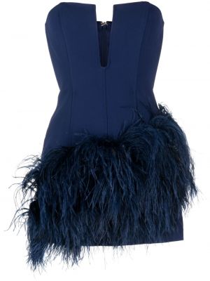 Sukienka koktajlowa w piórka David Koma niebieska