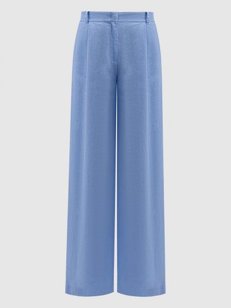 Льняные брюки Max & Co голубые