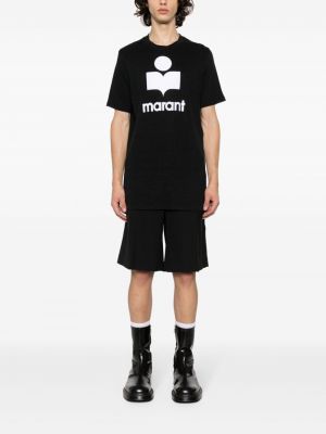 T-shirt en lin à imprimé Marant noir