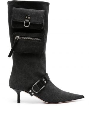 Kožené kotníkové boty s kapsami Blumarine černé
