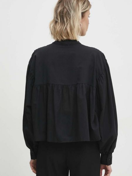 Bavlněná košile se stojáčkem relaxed fit Answear Lab černá