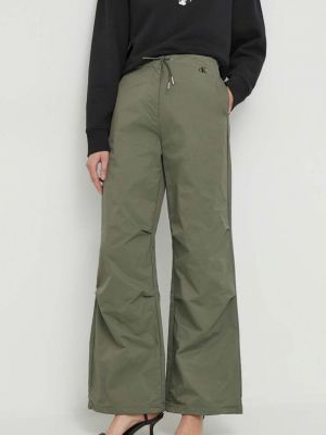 Spodnie cargo z wysoką talią Calvin Klein Jeans zielone