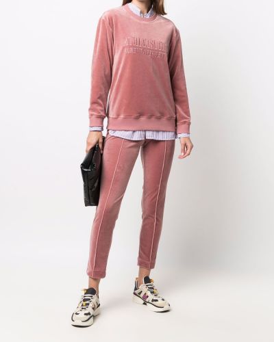 Terciopelo pantalones con bordado Alberta Ferretti rosa