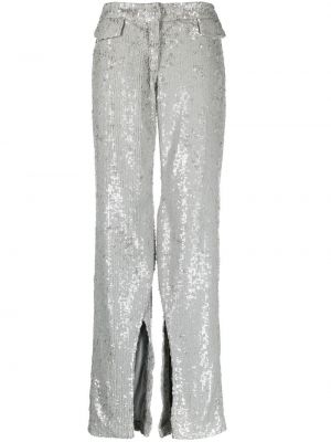Ravne hlače s cekini The Mannei siva
