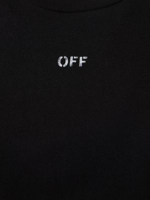 Памучна тениска бродирана Off-white черно