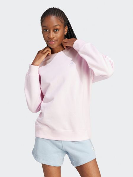 Relaxed fit dryžuotas sportinis džemperis Adidas rožinė