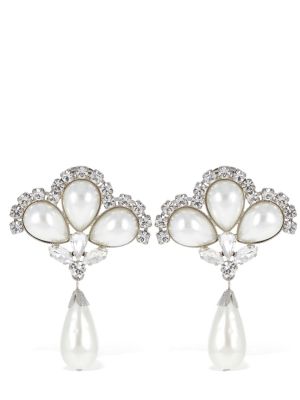 Boucles d'oreilles avec perles à boucle Alessandra Rich argenté