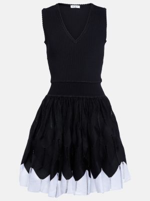 Платье мини с v-образным вырезом Alaïa черное