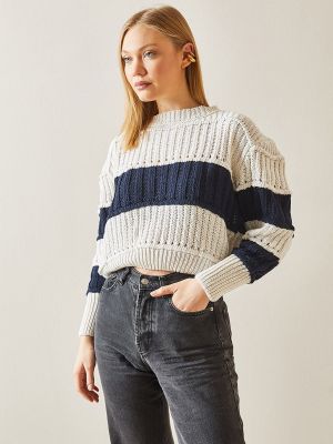 Ažurový sveter s prechodom farieb Xhan modrá