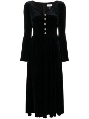 Βελούδινη κοκτέιλ φόρεμα με κουμπιά με πετραδάκια Nissa μαύρο