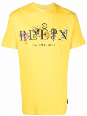 Памучна тениска с принт Philipp Plein жълто