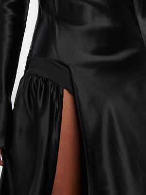 Saténové dlouhé šaty Christopher Esber černé
