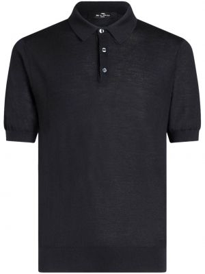 Плетена поло тениска бродирана Etro черно