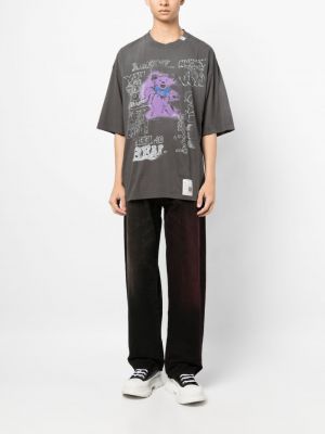 Medvilninis marškinėliai su nubrozdinimais Maison Mihara Yasuhiro pilka