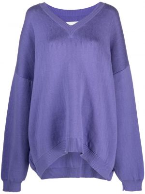 Oversize едноцветен пуловер Monochrome виолетово