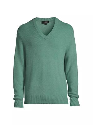 Кашемировый свитер с v-образным вырезом Vince. зеленый