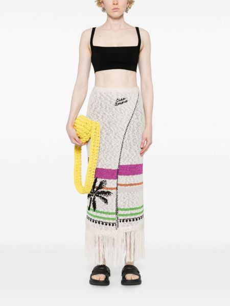Žakárový pletený midi sukně Giada Benincasa bílý
