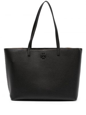 Læder shopping bag Tory Burch sort