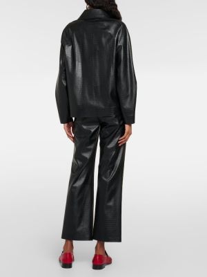 Kožená bunda z imitace kůže Max Mara černá