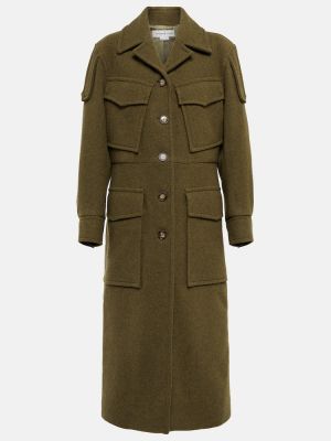 Długi płaszcz wełniane Victoria Beckham - zielony
