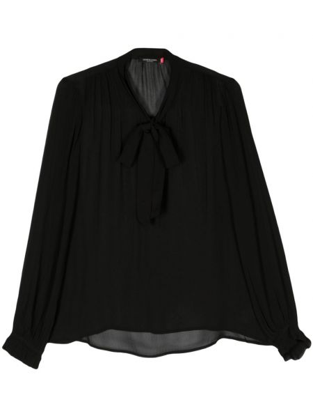 Прозрачна блуза от креп Scotch & Soda черно