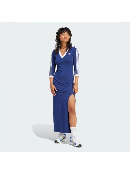 Sukienka długa w paski Adidas niebieska