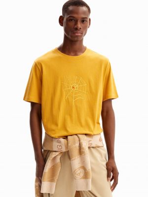 T-shirt de motif coeur Desigual jaune