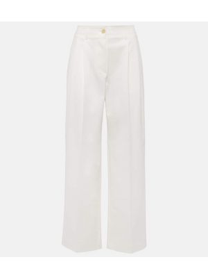 Bavlněné kalhoty s vysokým pasem relaxed fit Totême bílé