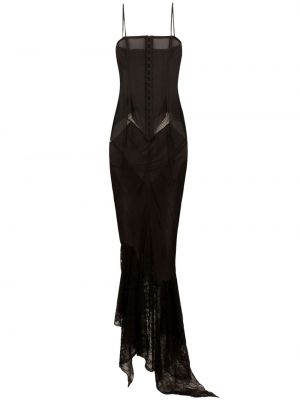 Čipkované priehľadné koktejlkové šaty Dolce & Gabbana čierna