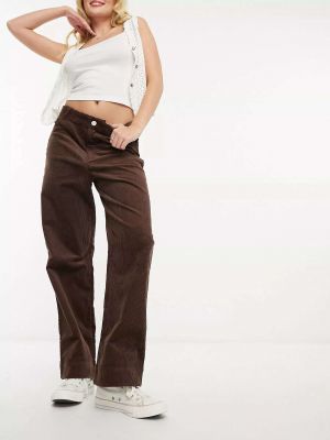 Вельветовые прямые брюки Monki коричневые