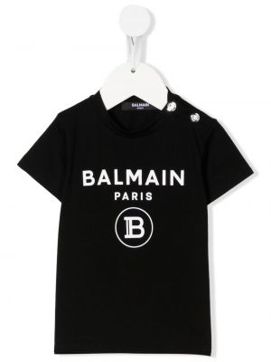 Printti t-paita tytöille Balmain Kids musta