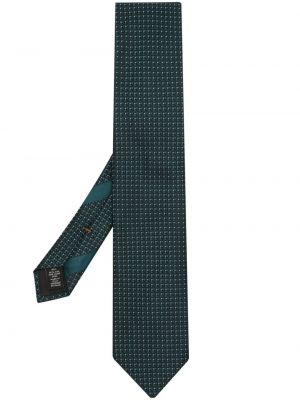 Žakárová hedvábná kravata Zegna zelená