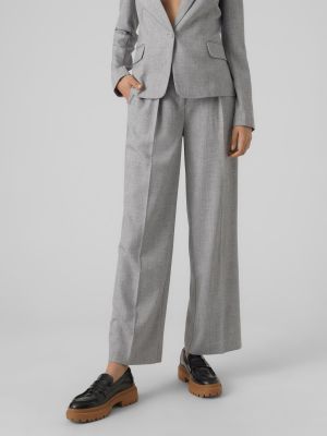 Plisované nohavice Vero Moda sivá