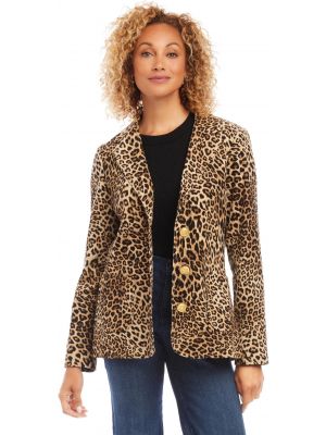 Леопардовая вельветовая куртка Karen Kane