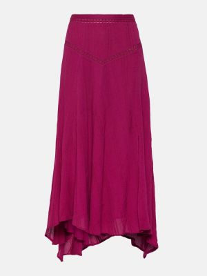 Plisované bavlněné midi sukně Marant Etoile růžové