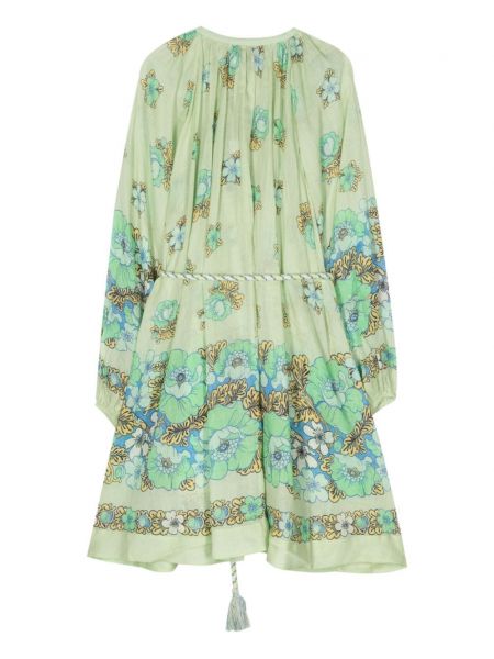 Květinové mini šaty s potiskem Alemais zelené
