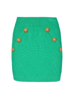 Dzianinowa mini spódniczka Balmain zielona