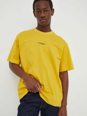 Koszulka bawełniana w gwiazdy G-star Raw żółta