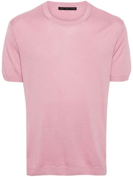 Плетена тениска Low Brand розово