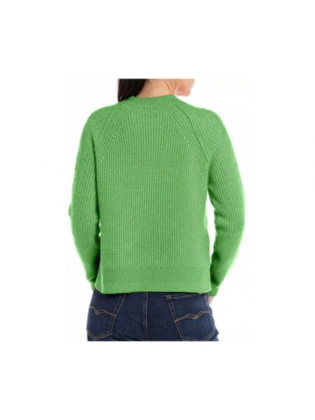 Sweter z siateczką Replay zielony