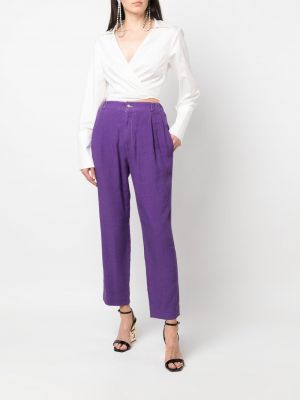 Plisované rovné kalhoty Dolce & Gabbana Pre-owned fialové
