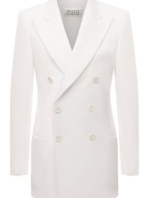 Хлопковый пиджак Maison Margiela белый