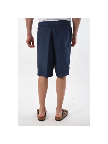Pantalones cortos de lino casual 120% Lino azul