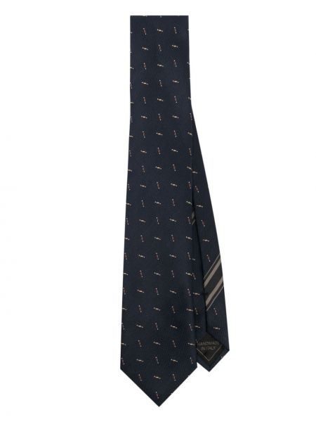 Μεταξωτή γραβάτα με κέντημα Brioni μπλε