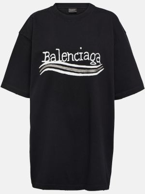 Памучна тениска черно Balenciaga